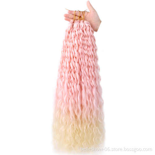 Xin Si loose deep wave bundles frontal closure natural wave color crochet hair 24 inch water wave